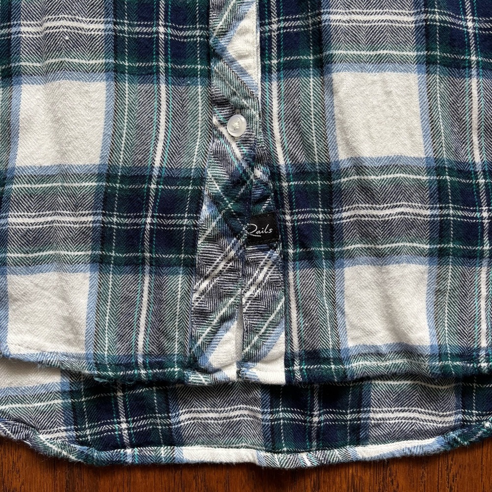Rails Blue White Plaid Long Sleeve Button Down | Size XS - Picture 6 of 9